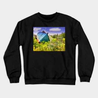 Abandoned Fishing Boat in Feltzen South Crewneck Sweatshirt